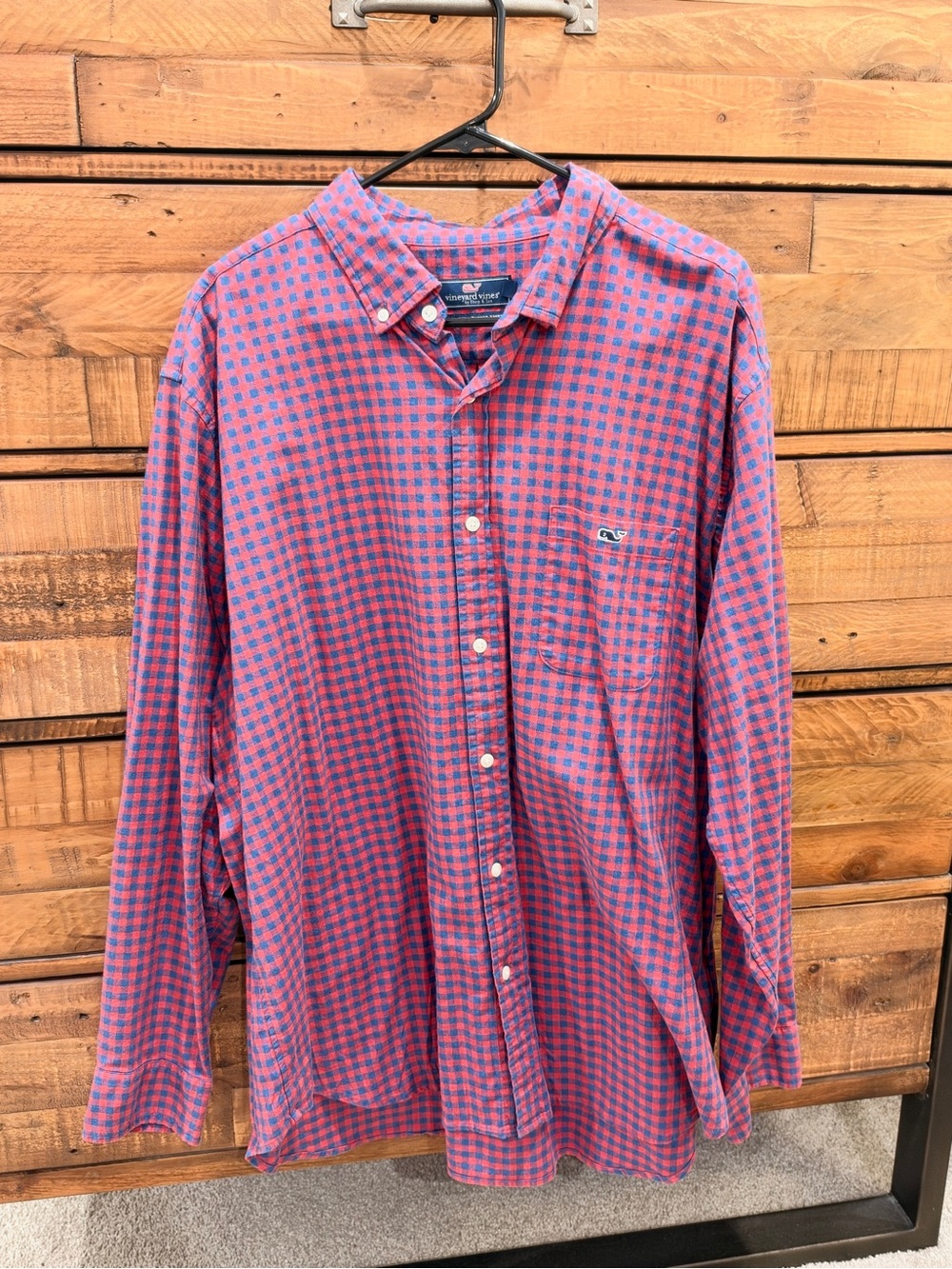 Vineyard Vines Red and Blue Check Button-Down Shirt